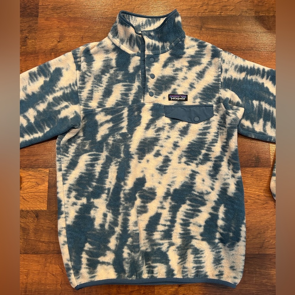 Patagonia Mighty Mycelium Tie Synchilla Snap-T Fleece Pullover Women’s S Mens XS